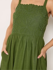 M&Co Green Petite Linen Blend Cornelli Dress - Image 4 of 5
