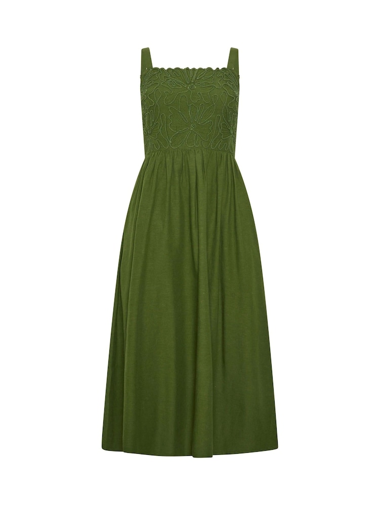 M&Co Green Petite Linen Blend Cornelli Dress - Image 5 of 5