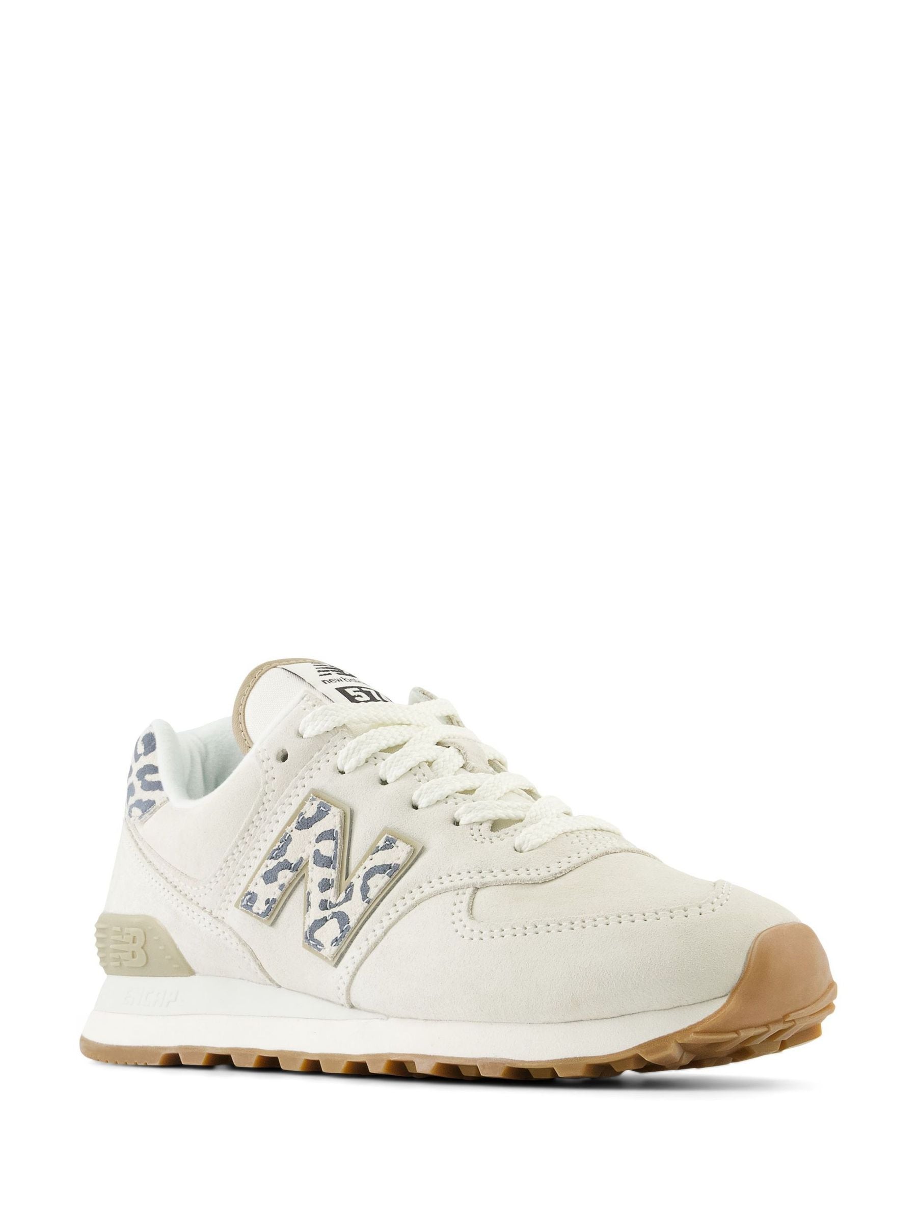 Buy New Balance Cream/Leopard Print 574 Trainers from Next USA