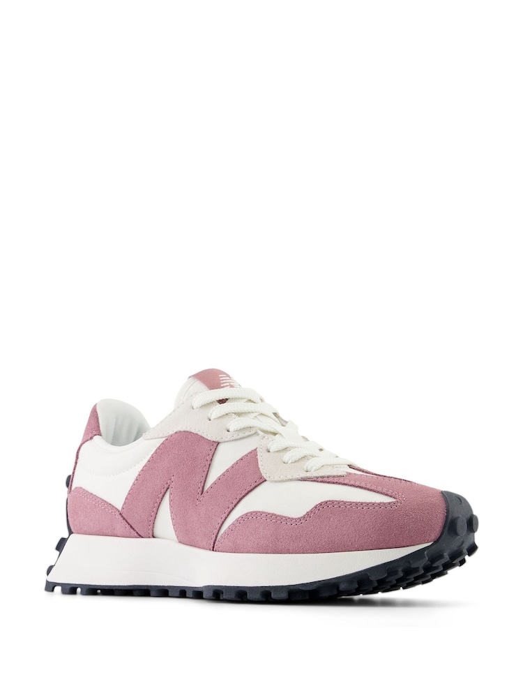 New Balance White/Pink Womens 327 Trainers - Image 1 of 5