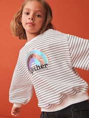 Schwarz/Weiß gestreift Regenbogen - Sweatshirt mit Pailletten und Rundhalsausschnitt (3–16 J.) - Bild 4 von 8