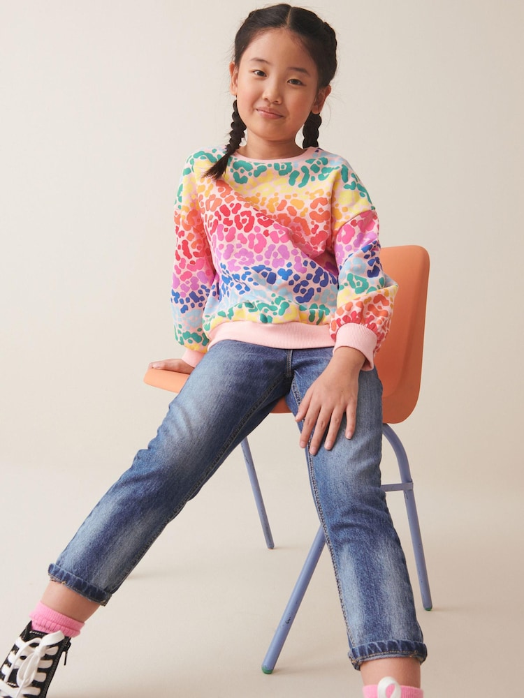Multi Regenbogen Animal - Sweatshirt mit Pailletten und Rundhalsausschnitt (3–16 J.) - Bild 2 von 8
