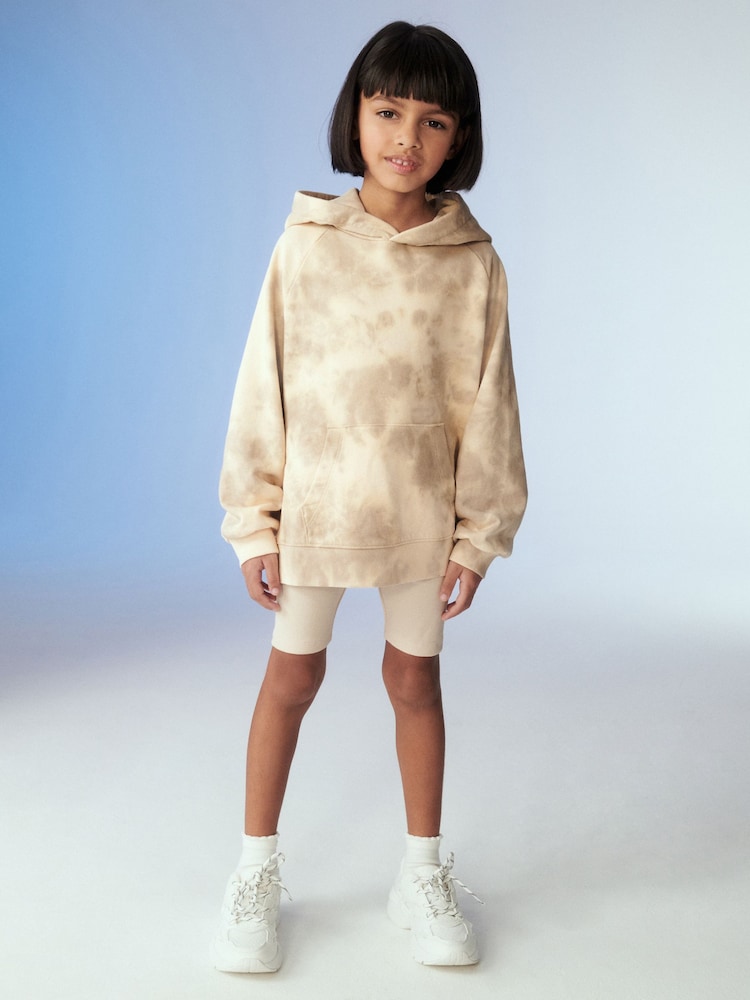 Ecru Tie Dye Hoodie And Cycling Shorts Set (3-16yrs) - Image 1 of 9