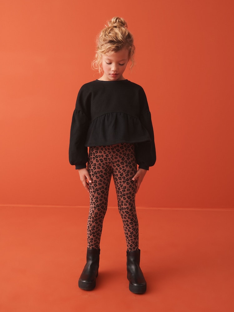 Animal Peplum Crew Sweatshirt And Leggings Set (3-16yrs) - Image 1 of 9