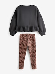 Animal Peplum Crew Sweatshirt And Leggings Set (3-16yrs) - Image 8 of 9