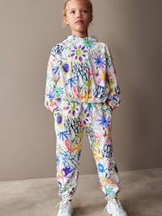 Ecru Cream Multi Graffiti Hoodie And Joggers Set (3-16yrs) - Image 1 of 8