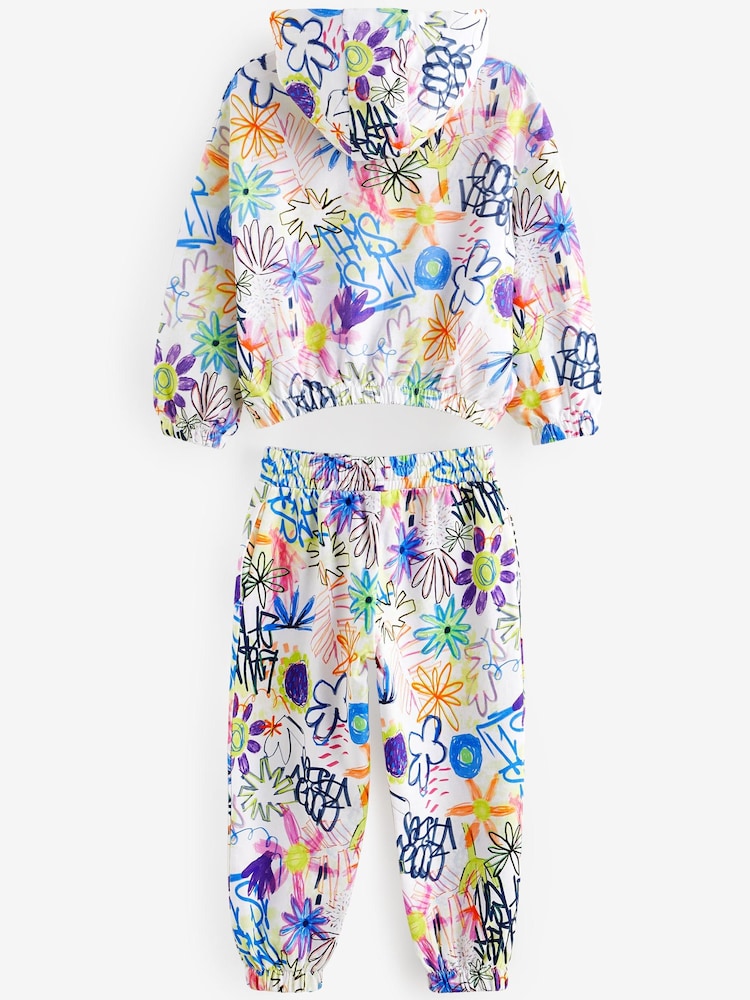 Ecru Cream Multi Graffiti Hoodie And Joggers Set (3-16yrs) - Image 7 of 8
