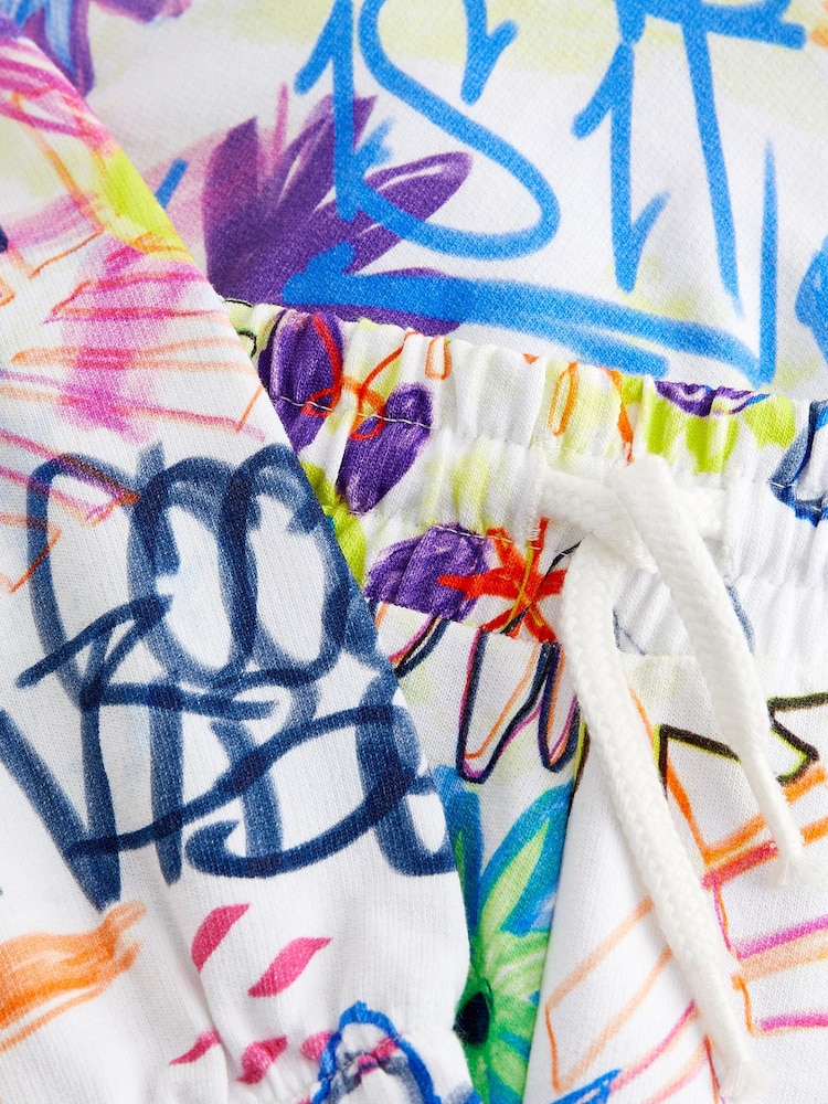 Ecru Cream Multi Graffiti Hoodie And Joggers Set (3-16yrs) - Image 8 of 8