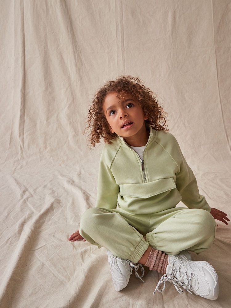 Lime Green Zip Crew And Cargo Joggers Set (3-16yrs) - Image 1 of 7 Lime Green Zip Crew And Cargo Joggers Set (3-16yrs) - Image 1 of 7