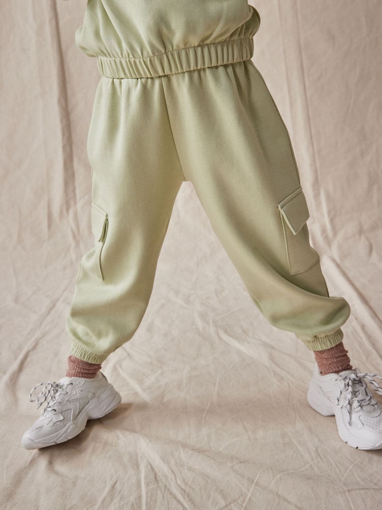 Lime Green Zip Crew And Cargo Joggers Set (3-16yrs) - Image 4 of 7