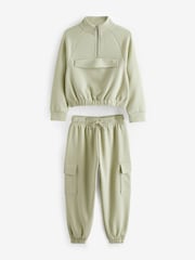 Lime Green Zip Crew And Cargo Joggers Set (3-16yrs) - Image 5 of 7