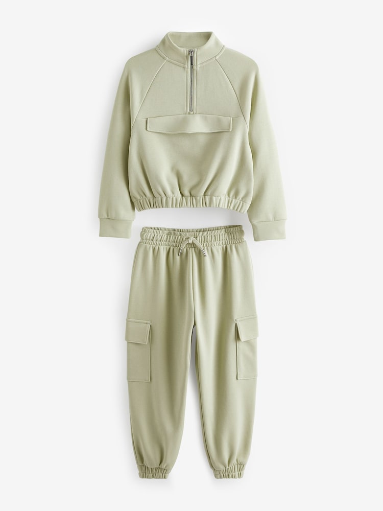 Lime Green Zip Crew And Cargo Joggers Set (3-16yrs) - Image 5 of 7