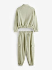 Lime Green Zip Crew And Cargo Joggers Set (3-16yrs) - Image 6 of 7