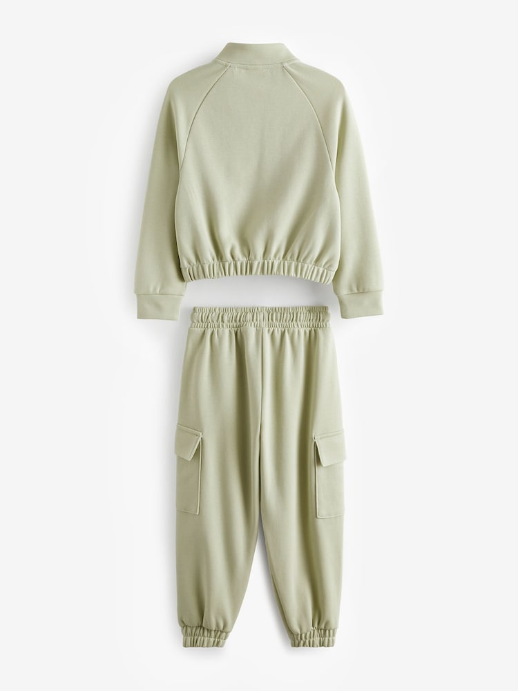 Lime Green Zip Crew And Cargo Joggers Set (3-16yrs) - Image 6 of 7