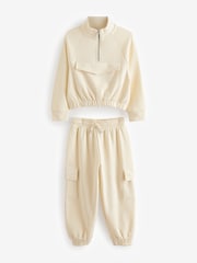 Ecru Zip Crew And Cargo Joggers Set (3-16yrs) - Image 5 of 7