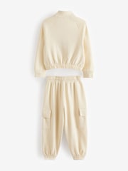 Ecru Zip Crew And Cargo Joggers Set (3-16yrs) - Image 6 of 7
