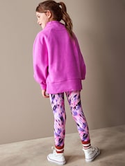 Bright Pink Half Zip Crew Sweatshirt And Leggings Set (3-16yrs) - Image 4 of 9