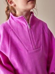 Bright Pink Half Zip Crew Sweatshirt And Leggings Set (3-16yrs) - Image 6 of 9