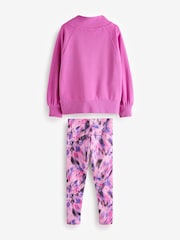 Bright Pink Half Zip Crew Sweatshirt And Leggings Set (3-16yrs) - Image 8 of 9