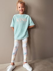 Blue/Pink Marble Printed T-Shirt And Leggings Set (3-16yrs) - Image 1 of 7