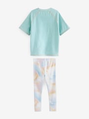 Blue/Pink Marble Printed T-Shirt And Leggings Set (3-16yrs) - Image 3 of 7