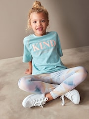 Blue/Pink Marble Printed T-Shirt And Leggings Set (3-16yrs) - Image 5 of 7