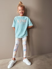 Blue/Pink Marble Printed T-Shirt And Leggings Set (3-16yrs) - Image 7 of 7