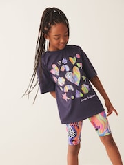Navy Blue Shapes 100% Cotton T-Shirt And Cycling Shorts Set (3-16yrs) - Image 1 of 8