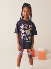 Navy Blue Shapes 100% Cotton T-Shirt And Cycling Shorts Set (3-16yrs) - Image 2 of 8