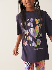 Navy Blue Shapes 100% Cotton T-Shirt And Cycling Shorts Set (3-16yrs) - Image 4 of 8