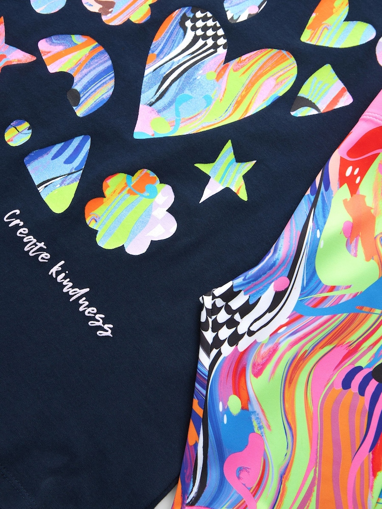 Navy Blue Shapes 100% Cotton T-Shirt And Cycling Shorts Set (3-16yrs) - Image 8 of 8