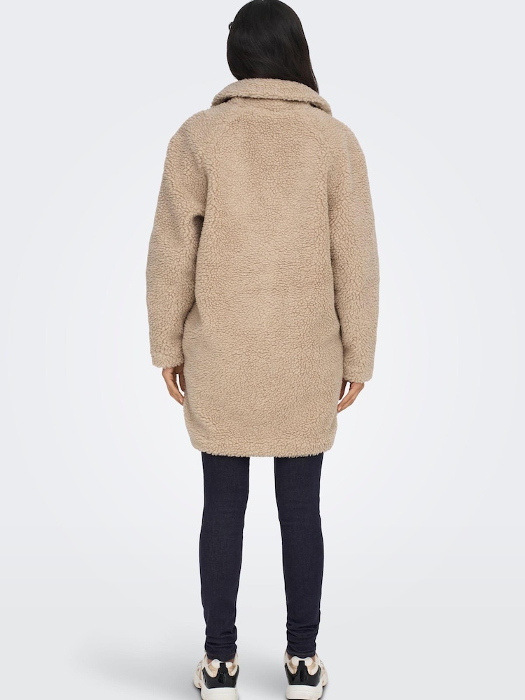 ONLY Cream Tailored Cosy Teddy Borg Coat - Image 2 of 5 ONLY Cream Tailored Cosy Teddy Borg Coat - Image 2 of 5