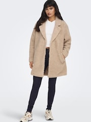 ONLY Cream Tailored Cosy Teddy Borg Coat - Image 3 of 5
