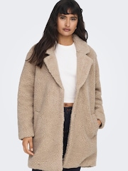 ONLY Cream Tailored Cosy Teddy Borg Coat - Image 4 of 5