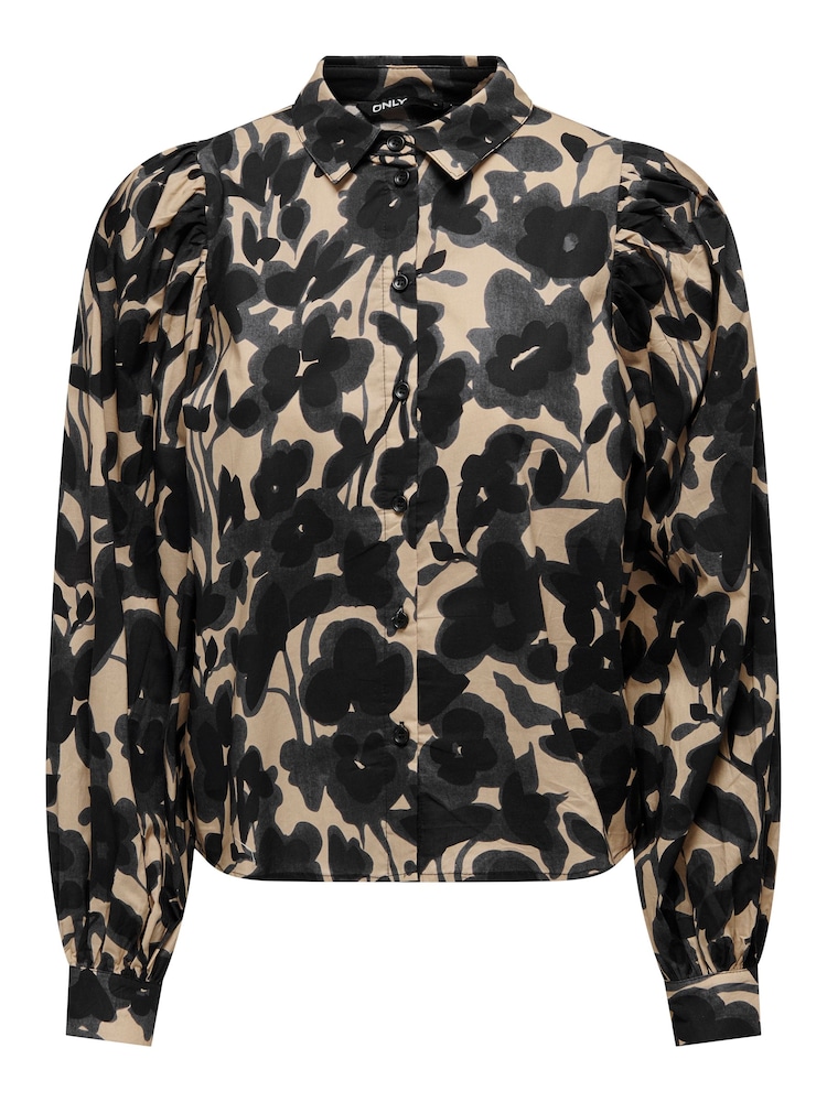 ONLY Cream Blurred Floral Print Puff Long Sleeve Shirt - Image 5 of 5 ONLY Cream Blurred Floral Print Puff Long Sleeve Shirt - Image 5 of 5