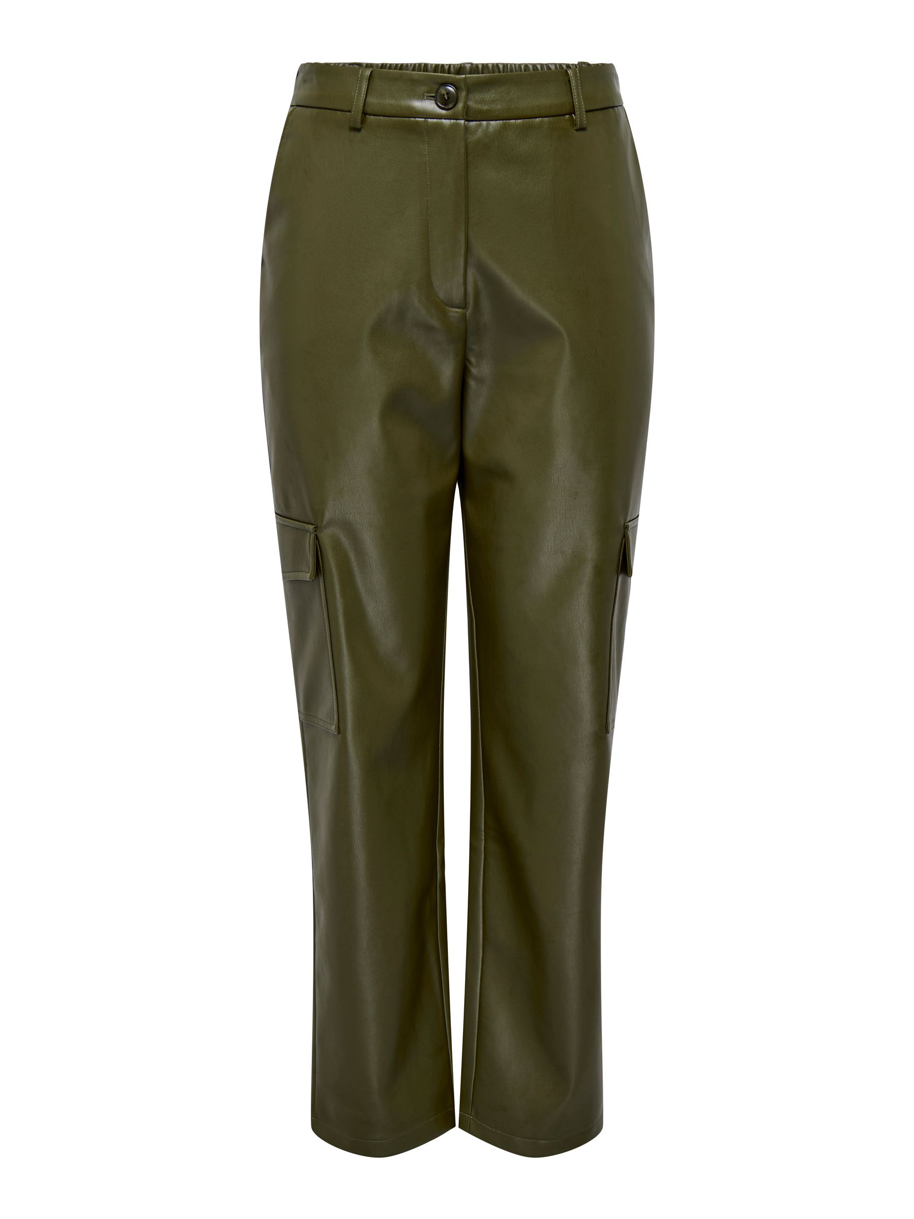 Buy ONLY Green High Waisted Faux Leather Wide Leg Utility Cargo Trousers  from Next Luxembourg