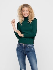 Verde - ONLY Jumper de gola alta em malha - Imagem 1 de 3