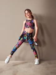 Black Graffiti Sports Crop Top (5-16yrs) - Image 1 of 5
