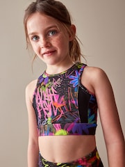 Black Graffiti Sports Crop Top (5-16yrs) - Image 3 of 5