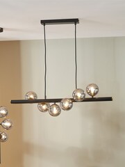 Pacific Blair Smoke Glass Ball and Black Metal Bar Pendant Ceiling Light - Image 1 of 5