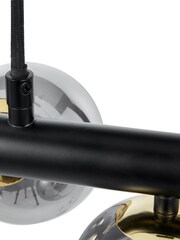 Pacific Blair Smoke Glass Ball and Black Metal Bar Pendant Ceiling Light - Image 3 of 5