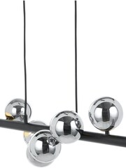 Pacific Blair Smoke Glass Ball and Black Metal Bar Pendant Ceiling Light - Image 5 of 5