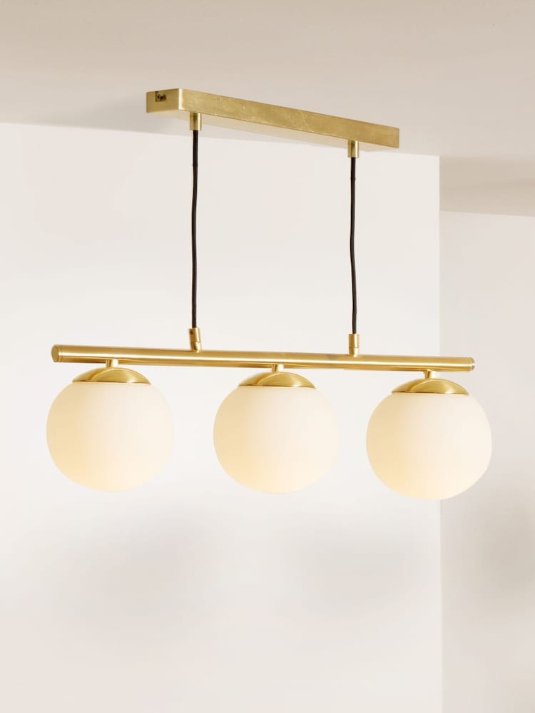 Pacific Asterope 3 White Orb and Gold Metal Pendant Ceiling Light - Image 1 of 5