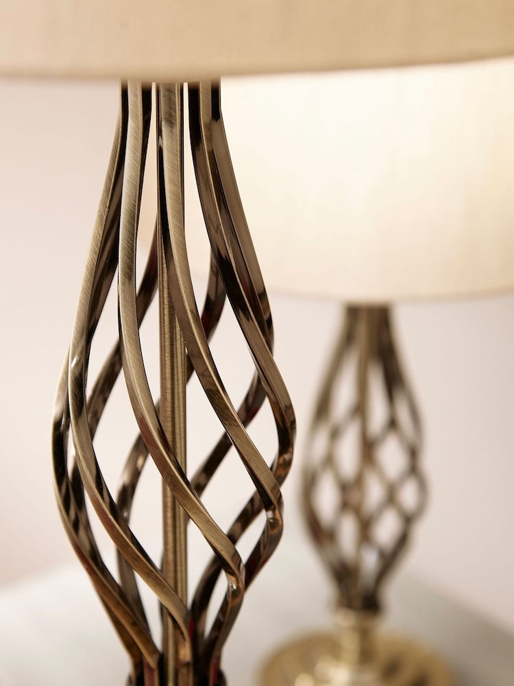 Pacific Antique Brass Jenna Metal Twist Detail Floor Lamp - Image 2 of 4