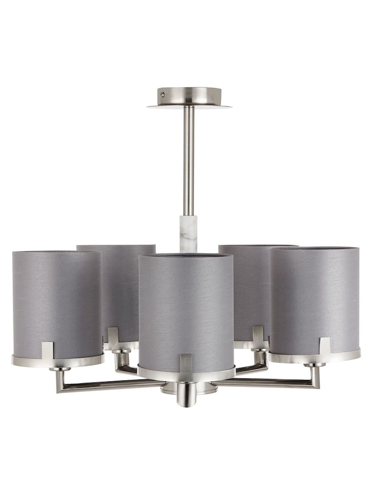 Pacific Grey Midland Marble Effect 5 Arm Pendant Ceiling Light - Image 2 of 5