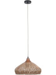 Pacific Natural Ata Bamboo Effect and Wood Wide Dome Pendant Ceiling Light - Image 3 of 6