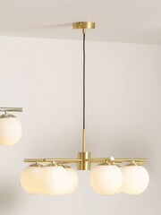 Pacific Asterope 6 White Orb and Gold Metal Pendant Ceiling Light - Image 1 of 4