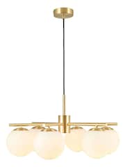 Pacific Asterope 6 White Orb and Gold Metal Pendant Ceiling Light - Image 2 of 4