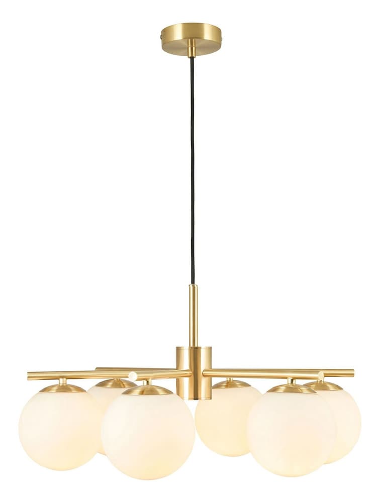 Pacific Asterope 6 White Orb and Gold Metal Pendant Ceiling Light - Image 2 of 4