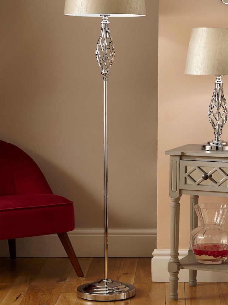 Pacific Silver Jenna Metal Twist Detail Floor Lamp - Image 1 of 4